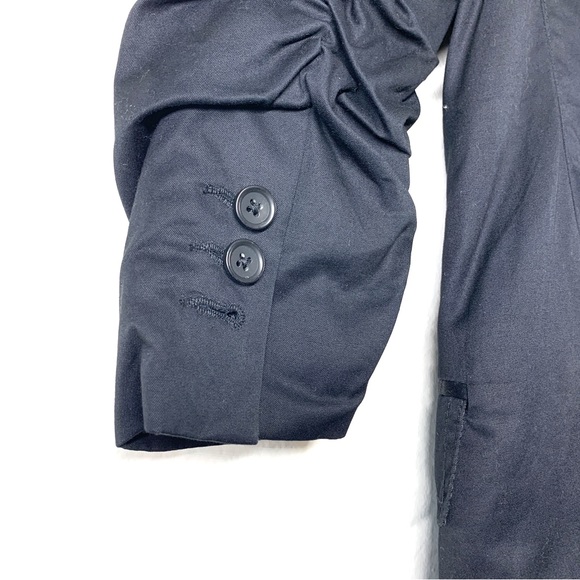 Express Ruched Sleeve Studded Black One Button Blazer - Picture 6 of 8